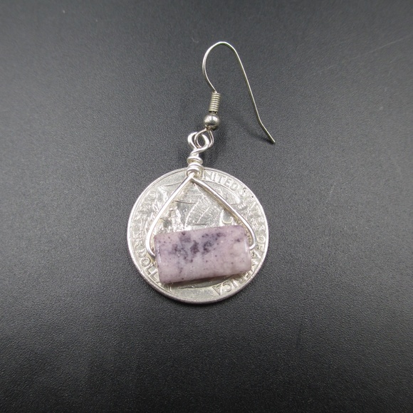 Vintage Handmade Genuine Purple Stone Earrings - Picture 3 of 3